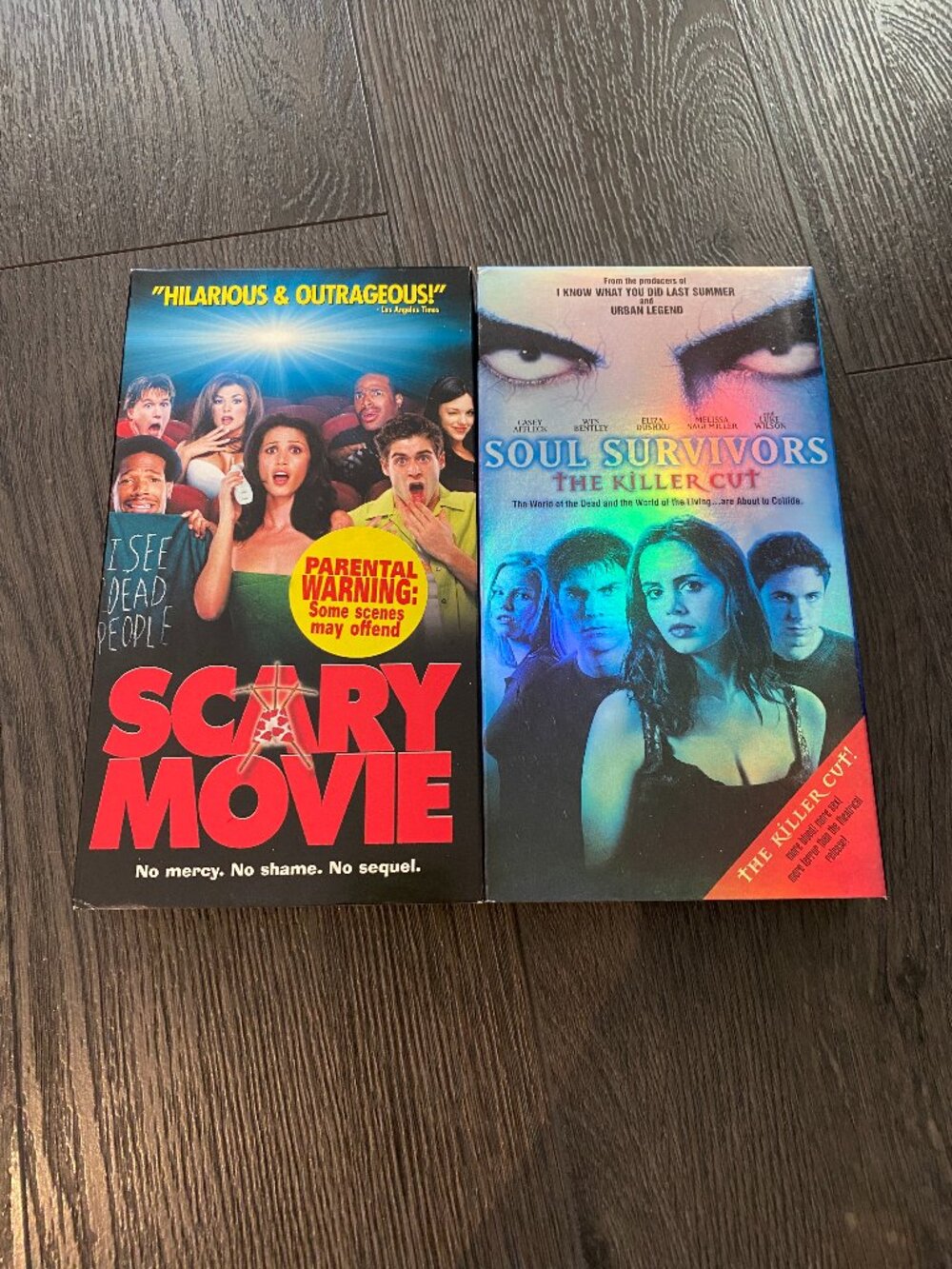 LOT OF 2 VHS - SCARY MOVIE + SOUL SURVIVORS MOVIES HORROR SCARY COMEDY